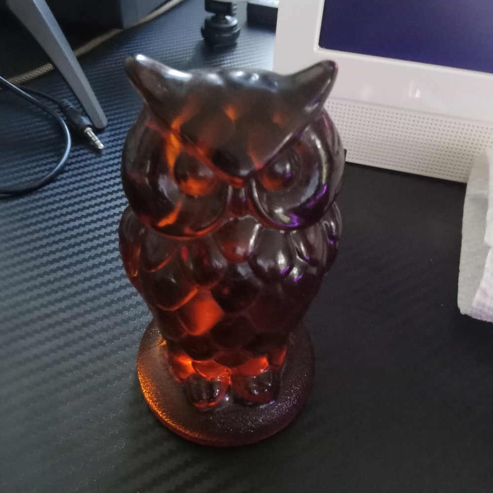 Vintage Amber Glass Owl Figurine